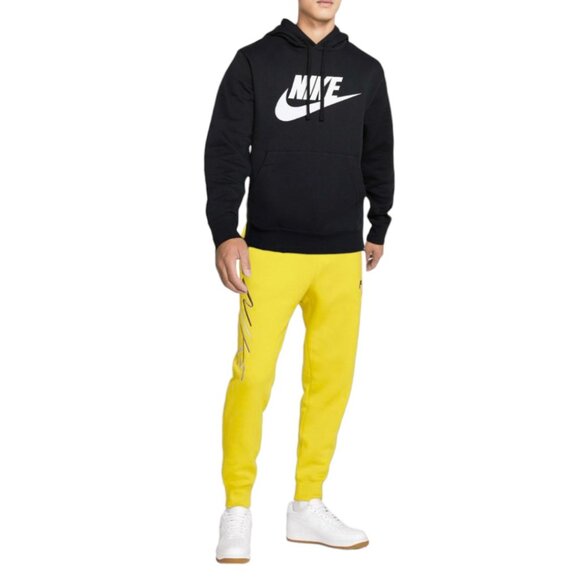 Nike NSW Club Fleece 2 PC Sweatsuit Men's Tracksuit Black Yellow Gift Set NWT - Picture 1 of 12
